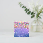 メイクアップアーティストイベントプランナー自筆証書グリッターピンク スクエア名刺 (スタンド正面)