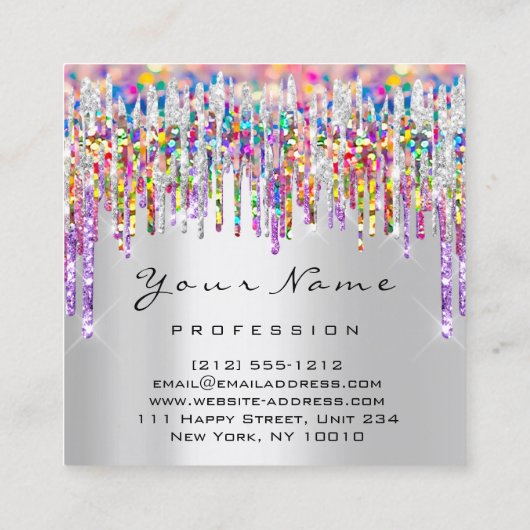 メイクアップアーティストイベントプランナー自筆証書銀灰色 スクエア名刺 (裏面)