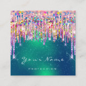 メイクアップアーティストイベントプランナー自筆証書GreeneryDrip スクエア名刺 (正面)