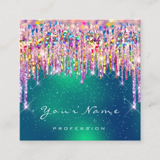 メイクアップアーティストイベントプランナー自筆証書GreeneryDrip スクエア名刺 (正面)