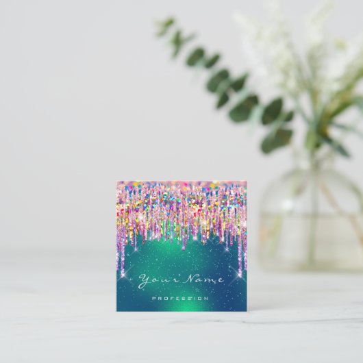 メイクアップアーティストイベントプランナー自筆証書GreeneryDrip スクエア名刺 (スタンド正面)