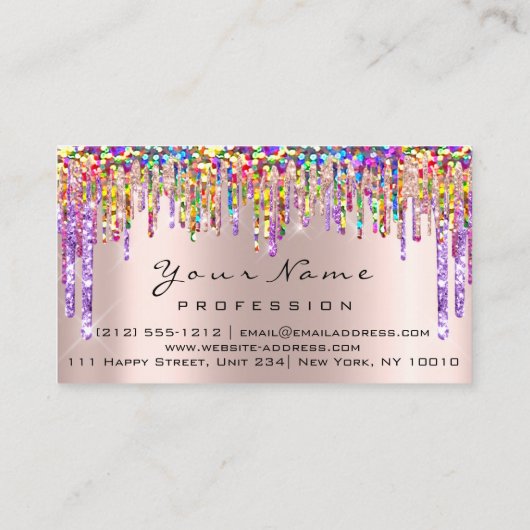 メイクアップアーティストイベント爪、 ネイル自筆証書ユニコーンレインボ 名刺 (裏面)
