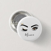 メイクアップアーティストウィンクアイブラウンアイ美しいサロンラッシュ 缶バッジ (正面&裏面)