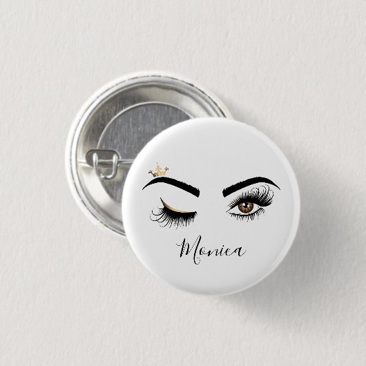 メイクアップアーティストウィンクアイブラウンアイ美しいサロンラッシュ 缶バッジ (正面&裏面)