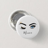 メイクアップアーティストウィンクアイブルーアイ美しいサロンラッシュ 缶バッジ (正面&裏面)