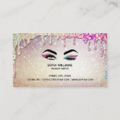 メイクアップアーティストウィンクアイラッシュホログラフィックドリップ 名刺 (裏面)