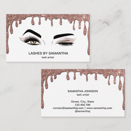 メイクアップアーティストウィンクアイ美しいサロンラッシュエクステンション 名刺 (正面/裏面)