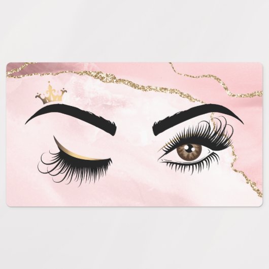メイクアップアーティストウィンクアイ美しい赤面ピンクアゲート ラベル (デザイン2)