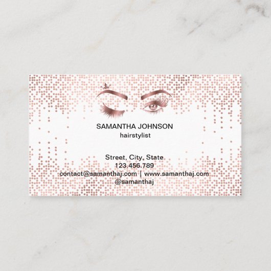 メイクアップアーティストウィンクアイ金ゴールド紙吹雪まばたき 名刺 (裏面)