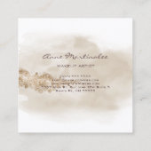 メイクアップアーティストウォーターカラータン金ゴールドグリッター雲 スクエア名刺 (裏面)