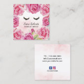 メイクアップアーティストウォーターカラーバラフローラ美しいサロン スクエア名刺 (正面/裏面)