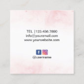 メイクアップアーティストウォーターカラーバラフローラ美しいサロン スクエア名刺 (裏面)