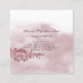 メイクアップアーティストウォーターカラーピンクグリッター抽象芸術 スクエア名刺 (裏面)