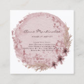 メイクアップアーティストウォーターカラーボホーラウンドフローラ  スクエア名刺 (裏面)