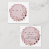 メイクアップアーティストウォーターカラーボホーラウンドフローラ  スクエア名刺 (正面/裏面)