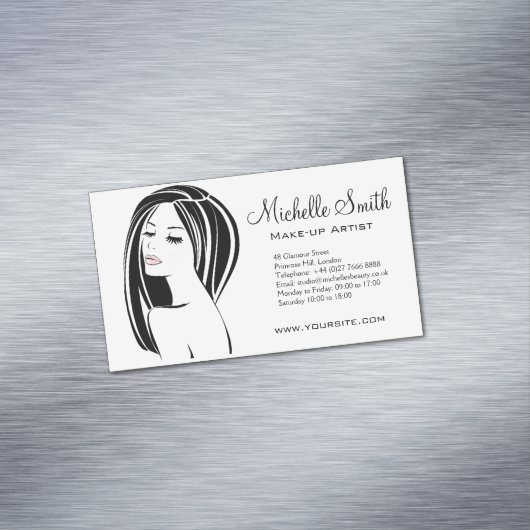 メイクアップアーティストウーマン顔長まつげブランディング マグネット名刺 (インサイチュ)