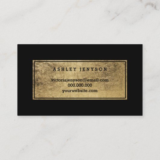 メイクアップアーティストエレガントのフェイク金ゴールドタイポグラフィブラック 名刺 (裏面)