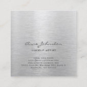 メイクアップアーティストエレガントシルバーブラシ仕上げメタル スクエア名刺 (裏面)