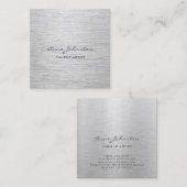 メイクアップアーティストエレガントシルバーブラシ仕上げメタル スクエア名刺 (正面/裏面)