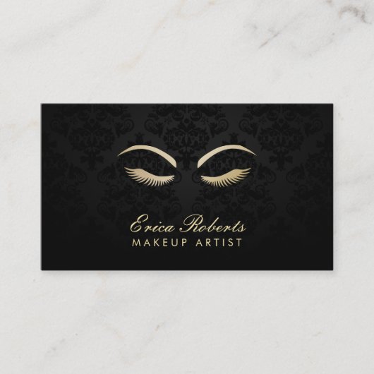 メイクアップアーティストエレガントダークダマスクサロン 名刺 (正面)