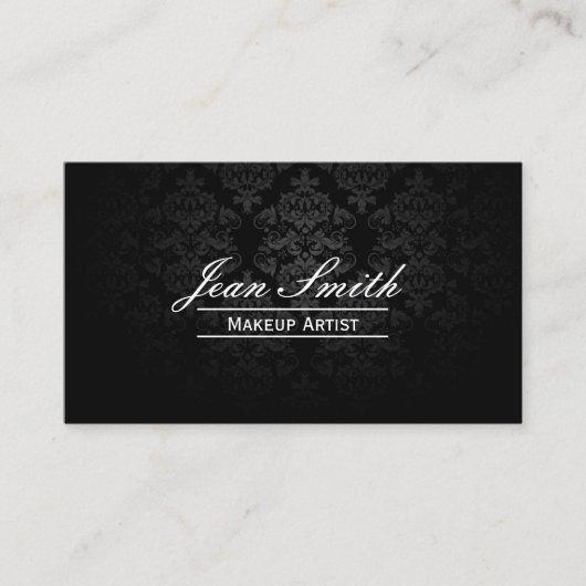 メイクアップアーティストエレガントダークダマスク 名刺 (正面)