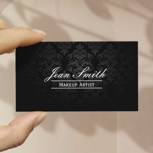 メイクアップアーティストエレガントダークダマスク 名刺