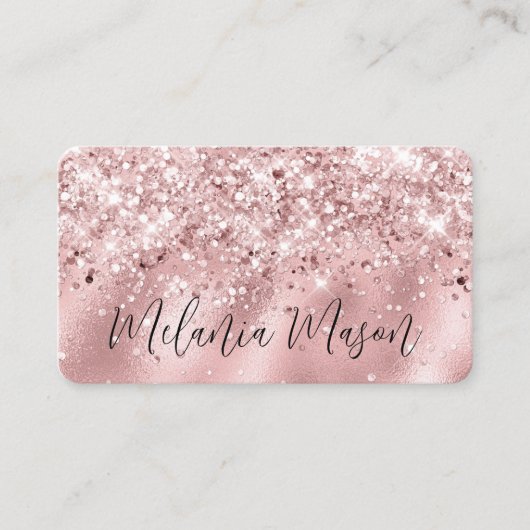 メイクアップアーティストエレガントバラ金ゴールドグリッタースパークリー 名刺 (正面)