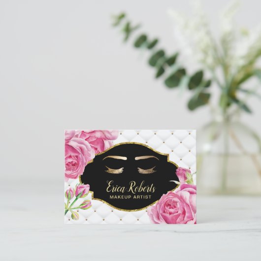 メイクアップアーティストエレガントフローララグジュアリー美しいサロン 名刺 (スタンド正面)