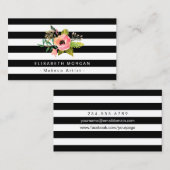 メイクアップアーティストエレガントフローラDIYストライプカラー 名刺 (正面/裏面)