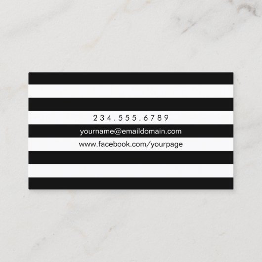 メイクアップアーティストエレガントフローラDIYストライプカラー 名刺 (裏面)