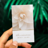 メイクアップアーティストエレガントホワイトフローラ美しいサロン 名刺