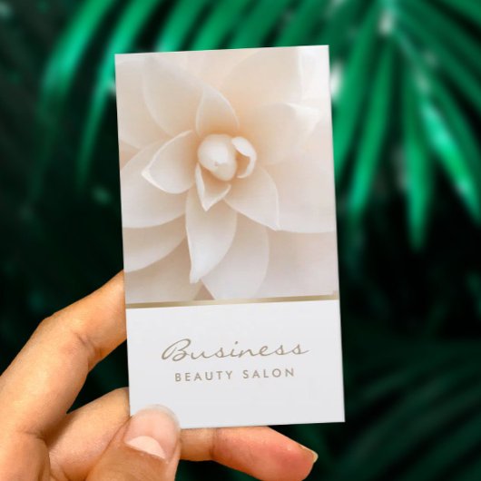 メイクアップアーティストエレガントホワイトフローラ美しいサロン 名刺