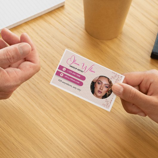 メイクアップアーティストエレガントミニマル写真付 名刺