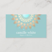 メイクアップアーティストエレガント金ゴールド華美モチーフターコイズ 名刺 (正面)