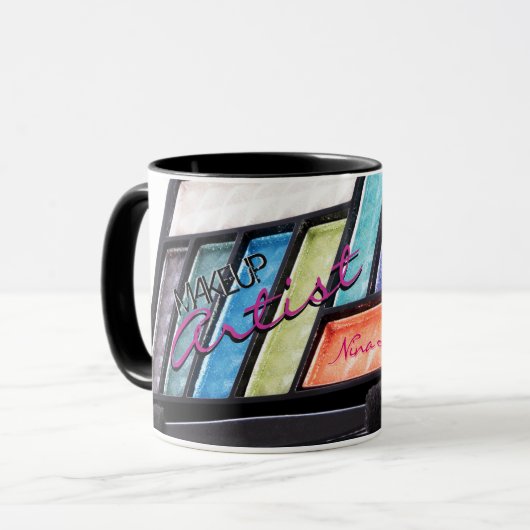 メイクアップアーティストカラフルアイシャドパレットコーヒー マグカップ (正面左)