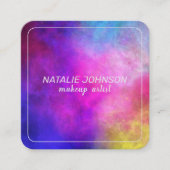 メイクアップアーティストカラフルモダンスタイリッシュタイポグラフィ スクエア名刺 (正面)