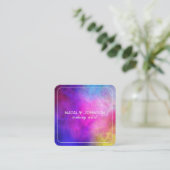 メイクアップアーティストカラフルモダンスタイリッシュタイポグラフィ スクエア名刺 (スタンド正面)