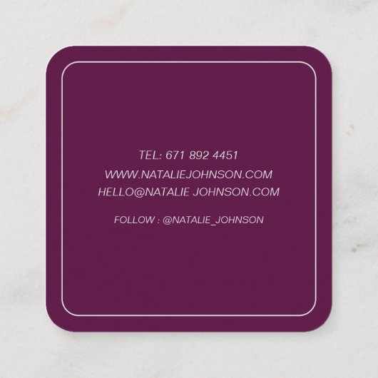 メイクアップアーティストカラフルモダンスタイリッシュタイポグラフィ スクエア名刺 (裏面)