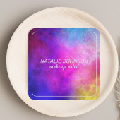 メイクアップアーティストカラフルモダンスタイリッシュタイポグラフィ スクエア名刺