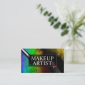 メイクアップアーティストカラフルレインボーパウダー美しいサロン 名刺 (スタンド正面)