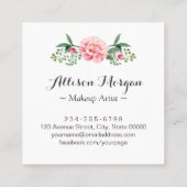 メイクアップアーティストガーリーロマンチックなフローララッピング スクエア名刺 (裏面)