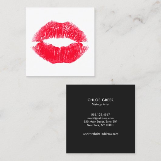 メイクアップアーティストキスキスをするリップ スクエア名刺 (正面/裏面)