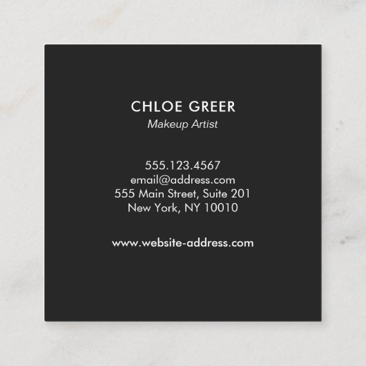 メイクアップアーティストキスキスをするリップ スクエア名刺 (裏面)