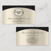 メイクアップアーティストキスリップグリッターアイボリーベージュブラック 名刺 (正面/裏面)