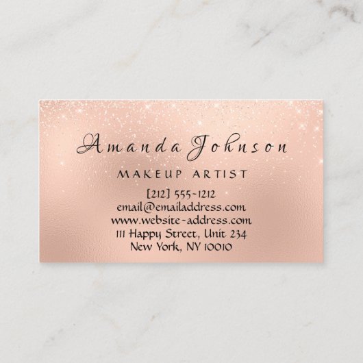 メイクアップアーティストキスリップグリッターバラ金ゴールドドリップ 名刺 (裏面)
