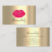 メイクアップアーティストキスリップゴールデンピユニークンクガーリー 名刺 (正面/裏面)