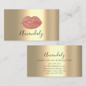 メイクアップアーティストキスリップゴールデンユニークバラ赤面 名刺 (正面/裏面)