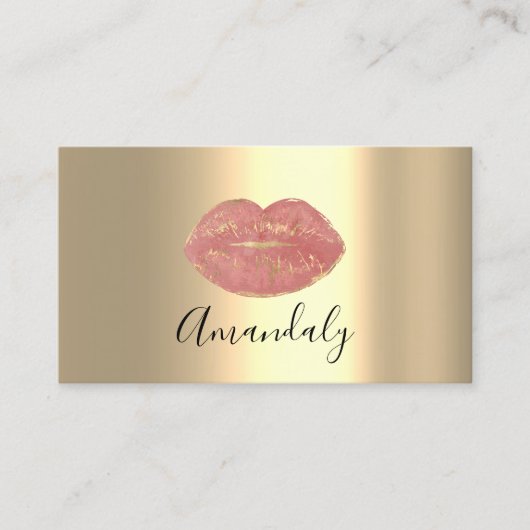 メイクアップアーティストキスリップゴールデンユニークバラ赤面 名刺 (正面)
