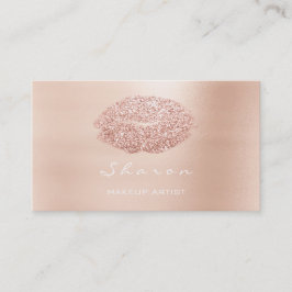 メイクアップアーティストキスリップバラ金ゴールドグリッターピンク 名刺