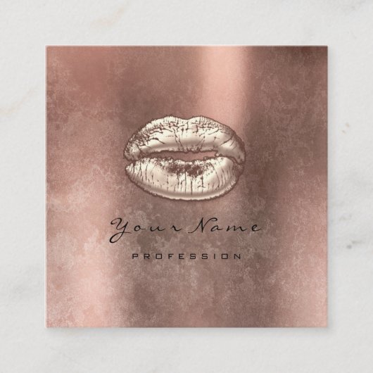 メイクアップアーティストキスリップバラ金ゴールドスクエアグランジ スクエア名刺 (正面)